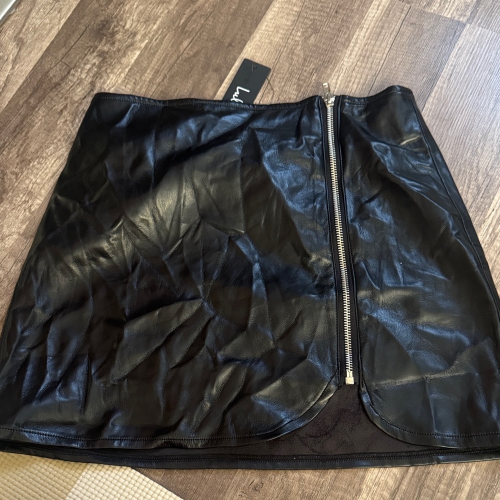 Lulu's Black Faux Leather Mini Skirt